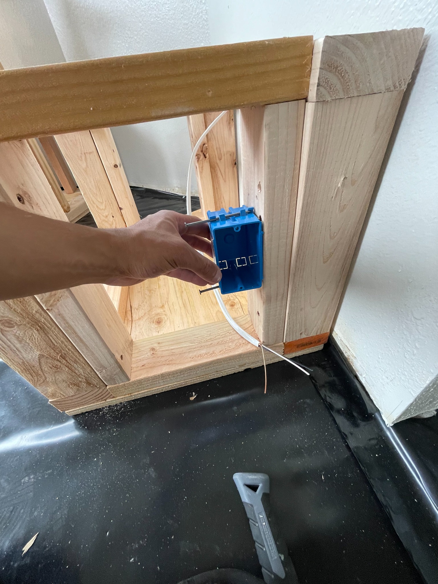 Electrical box integrated into nook framing